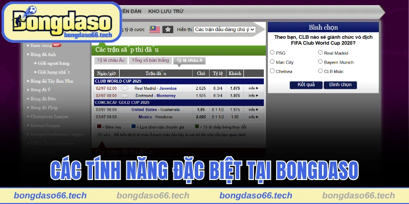 Các tính năng đặc biệt tại Bongdaso so với đối thủ