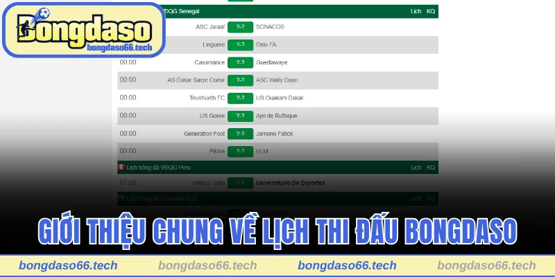 Giới thiệu chung về lịch thi đấu Bongdaso